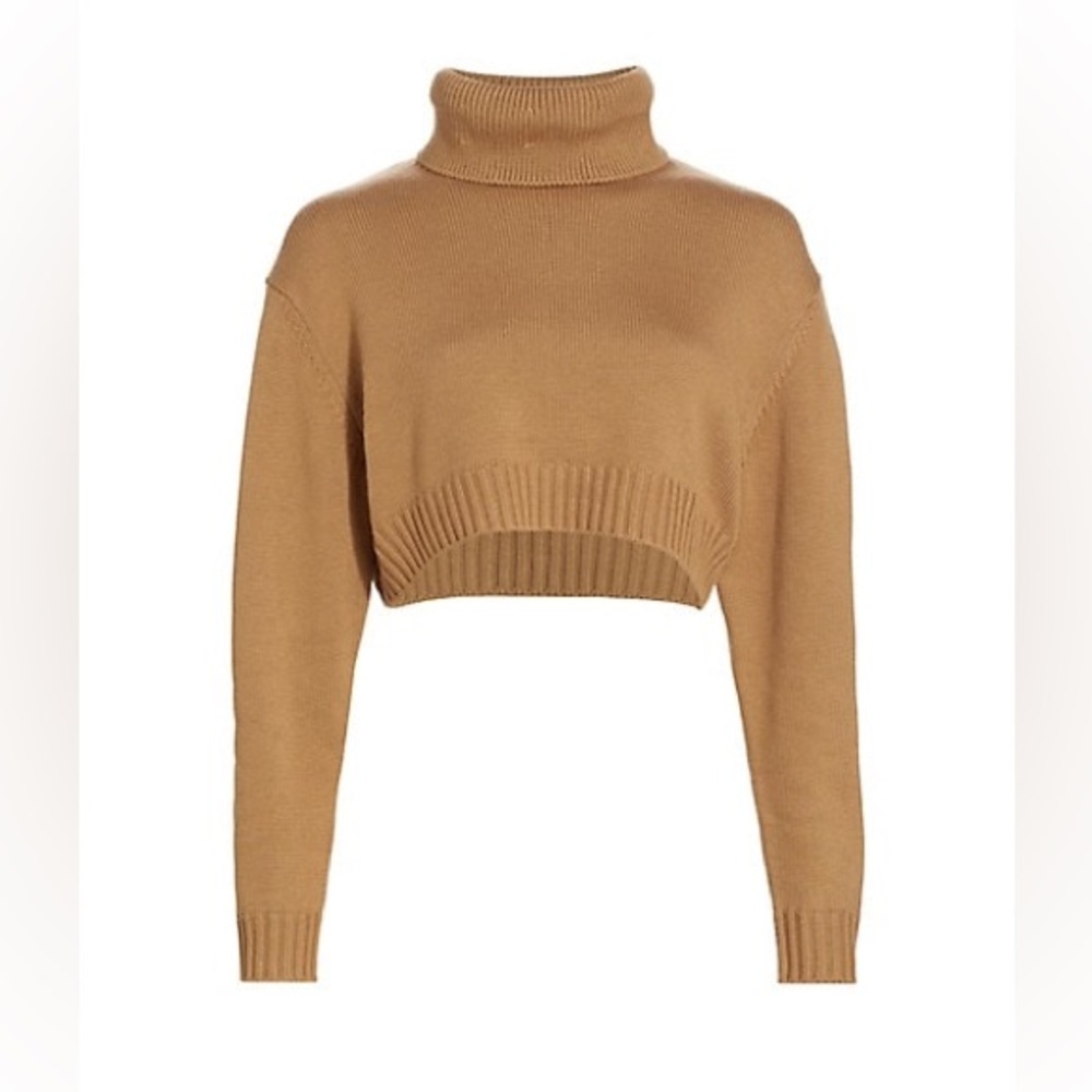 W/ Tags Ronny Kobo Collection Sarki Cropped Pullover Sweater in Camel S